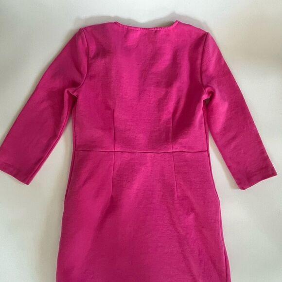 Boden Bronte Jersey Dress Cotton Blend Pink Ribbed V Neck 6 Tall - Picture 7 of 11